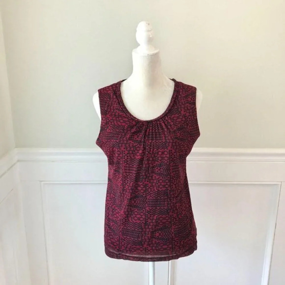 Croft & Barrow Red and Black Print Tank Top Shell - Picture 1 of 5